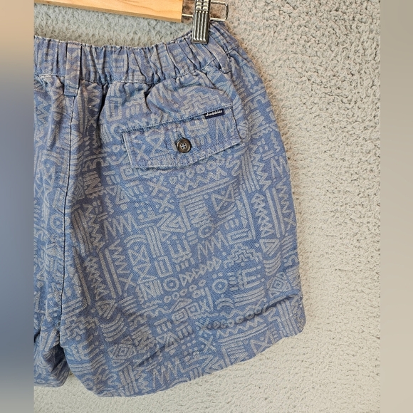 Chubbies Shorts Mens Sz M Blue Aztec Print Cotton Linen Blend Elastic Waist - Picture 8 of 11